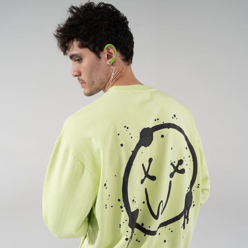 Emoji Sweatshirt Lime Green | Odd Mood | Streetwear Sweatshirt Hoodies by Crepdog Crew