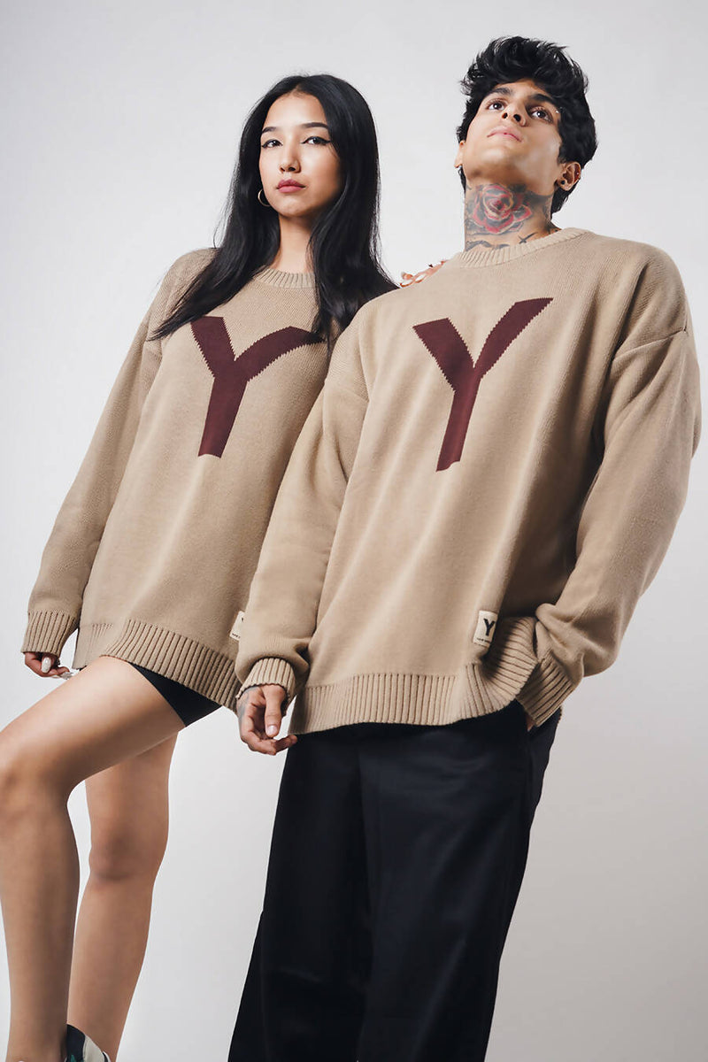 UPPER CRUST SWEATER- GREIGE | Y*ALL | Streetwear Sweatshirts & Hoodies by Crepdog Crew