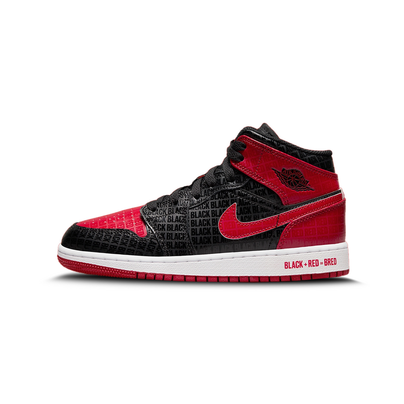 Jordan 1 Mid Bred Text (GS) | Nike Air Jordan | Sneaker Shoes by Crepdog Crew